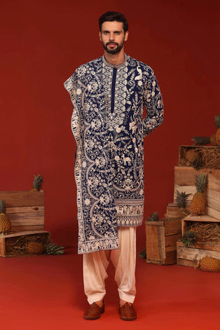 sajjad khan in Charvik Royal Blue Kurta Set