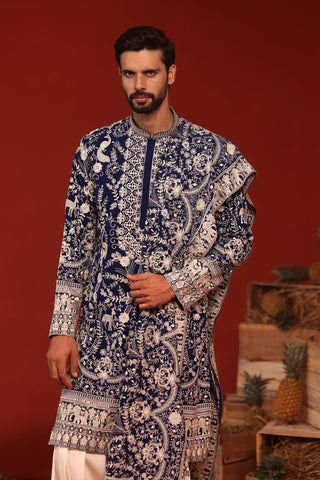 sajjad khan in Charvik Royal Blue Kurta Set