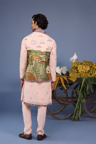 Ahad Pink Kurta Jacket Set