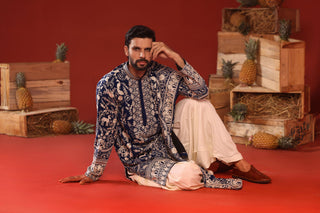 sajjad khan in Charvik Royal Blue Kurta Set