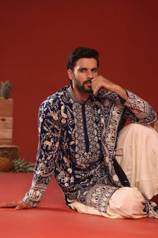 sajjad khan in Charvik Royal Blue Kurta Set
