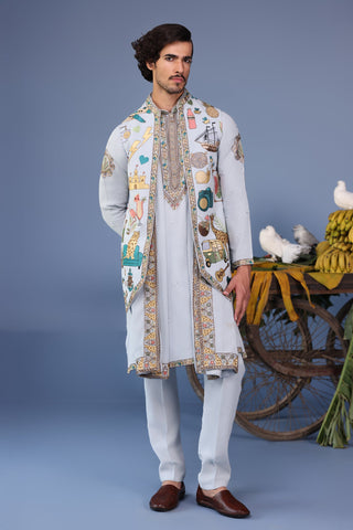 Farees Cocktail Blue Kurta Jacket Set