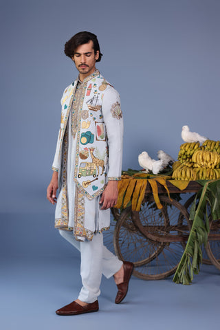 Farees Cocktail Blue Kurta Jacket Set
