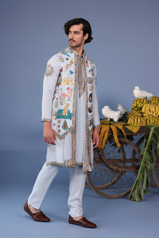 Farees Cocktail Blue Kurta Jacket Set