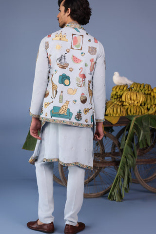 Farees Cocktail Blue Kurta Jacket Set