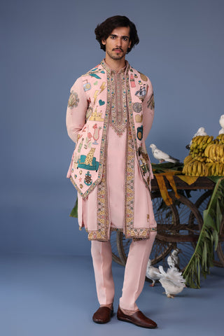 Jaad Cocktail Pink Kurta Jacket Set