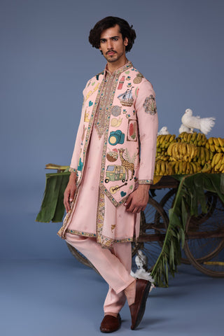 Jaad Cocktail Pink Kurta Jacket Set