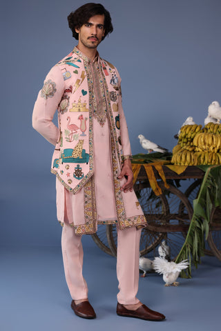 Jaad Cocktail Pink Kurta Jacket Set