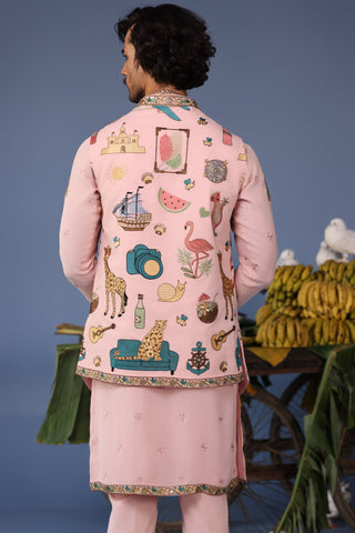 Jaad Cocktail Pink Kurta Jacket Set
