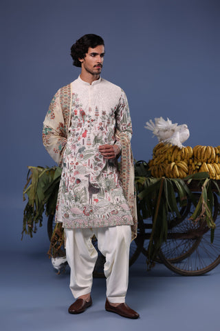 Jibran Giraffe Ivory Kurta Set