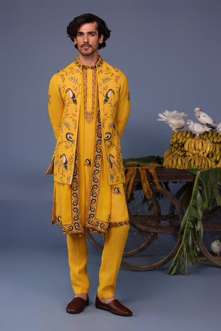 Fizan Toucan Haldi Kurta Jacket Set