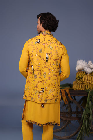 Fizan Toucan Haldi Kurta Jacket Set