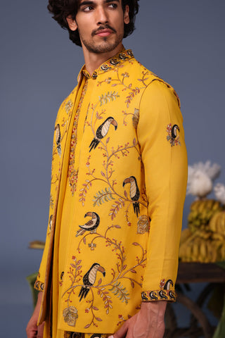 Fizan Toucan Haldi Kurta Jacket Set