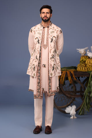 Gauhar Toucan Pink Kurta Jacket Set