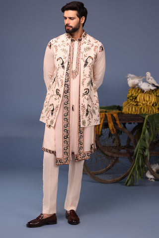 Gauhar Toucan Pink Kurta Jacket Set