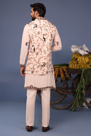 Gauhar Toucan Pink Kurta Jacket Set