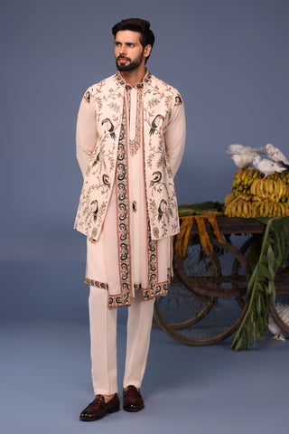 Gauhar Toucan Pink Kurta Jacket Set