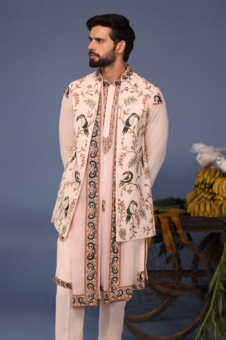 Gauhar Toucan Pink Kurta Jacket Set