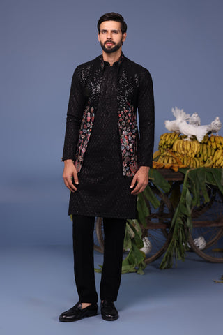 Natraj Black Kurta Jacket Set