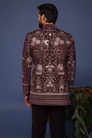 Aurang Wine Jodhpuri Set