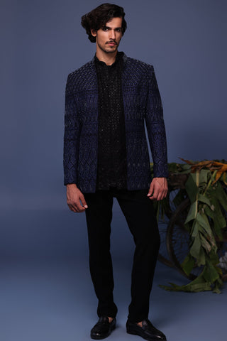 Hifa Navy Blue Jodhpuri Set