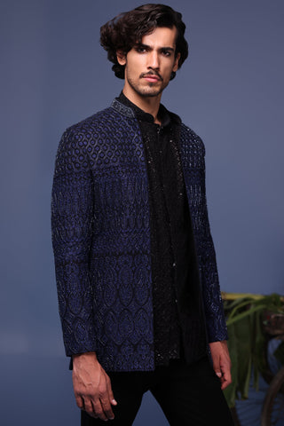 Hifa Navy Blue Jodhpuri Set