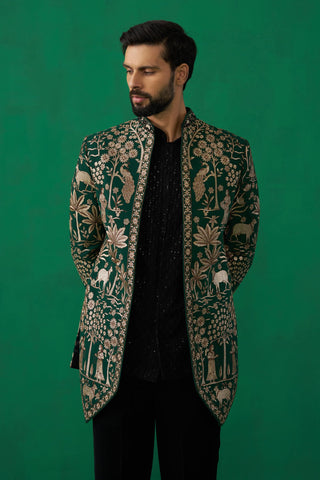 PICHWAI GREEN JODHPURI SET