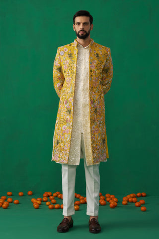 ROOPAL TYAGI'S HUSBAND Nomish Bhardwaj IN Phoolpankh Haldi Indowestern Set