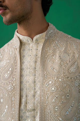 PAISLEY IVORY KURTA JACKET SET
