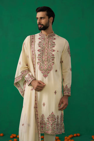 MOTIF CREAM KURTA SET