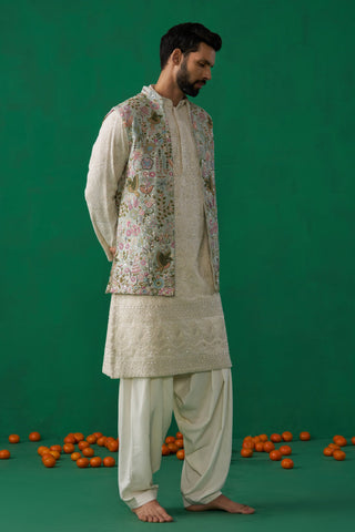 PHOOLPANKH SKYBLUE KURTA JACKET PATIYALA SET