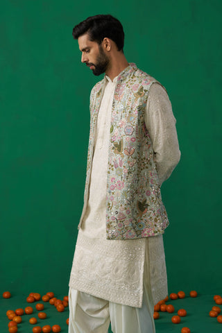 PHOOLPANKH SKYBLUE KURTA JACKET PATIYALA SET