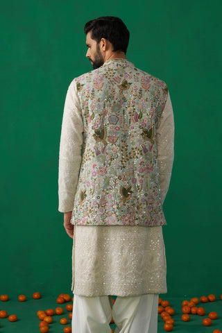 PHOOLPANKH SKYBLUE KURTA JACKET PATIYALA SET