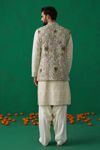 PHOOLPANKH SKYBLUE KURTA JACKET PATIYALA SET