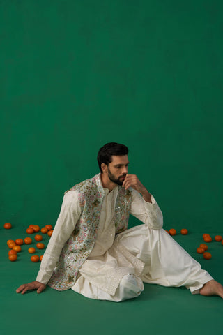 PHOOLPANKH SKYBLUE KURTA JACKET PATIYALA SET