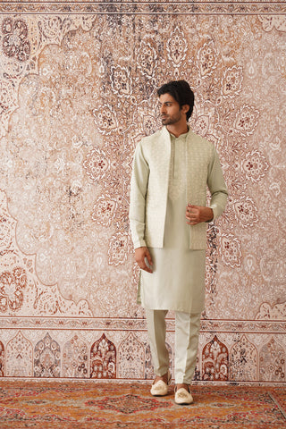 Kabir - Mint Green Long Jacket Kurta Set