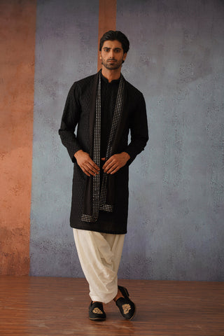 Saran - Black Patiyala Kurta Set with Dupatta