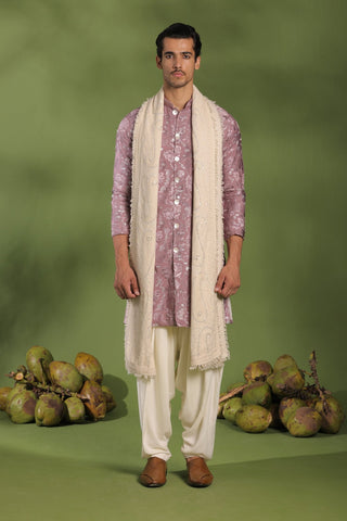 Amar Mauve purple Front open Kurta patiyala set with dupatta