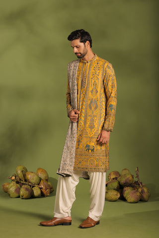 Mantrin Haldi Kurta patiyala set with dupatta