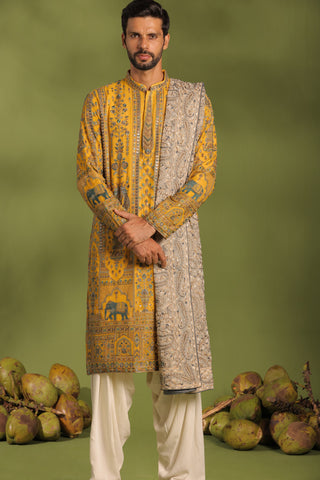 Mantrin Haldi Kurta patiyala set with dupatta