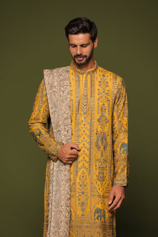 Mantrin Haldi Kurta patiyala set with dupatta