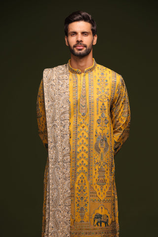 Mantrin Haldi Kurta patiyala set with dupatta