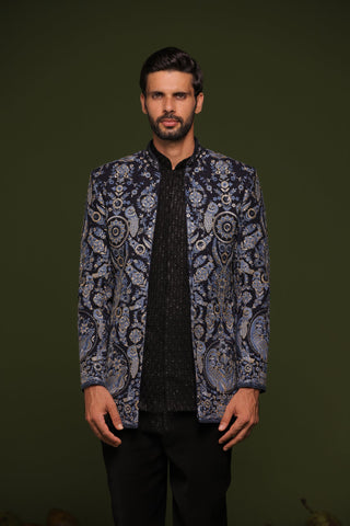 Shaurya Multi Jodhpuri set with short embroidered shirt and pant