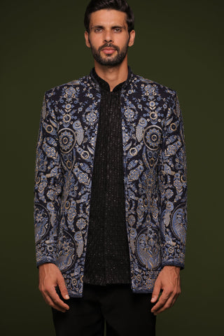 Shaurya Multi Jodhpuri set with short embroidered shirt and pant