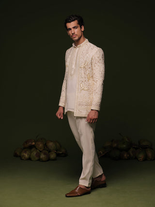 Iteesh Ivory Jodhpuri set with short Kurta and trouser