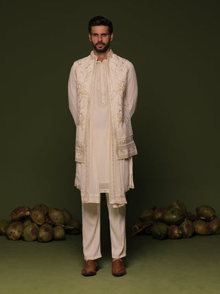 KRUSH  in Aarav Ivory Jacket kurta set with Dupatta