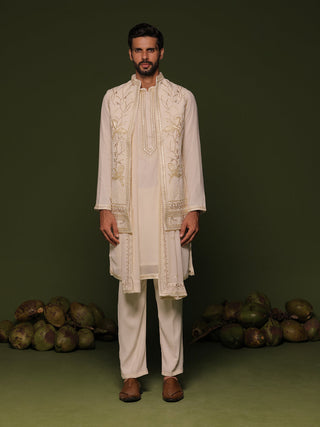KRUSH  in Aarav Ivory Jacket kurta set with Dupatta