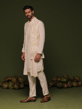 KRUSH  in Aarav Ivory Jacket kurta set with Dupatta