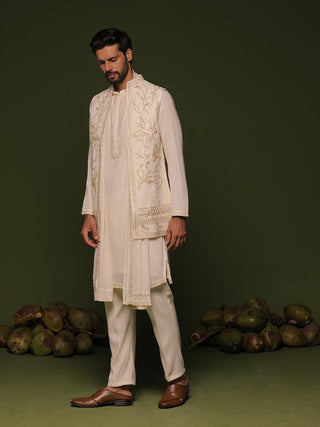 KRUSH  in Aarav Ivory Jacket kurta set with Dupatta