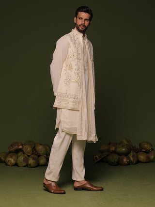 KRUSH  in Aarav Ivory Jacket kurta set with Dupatta